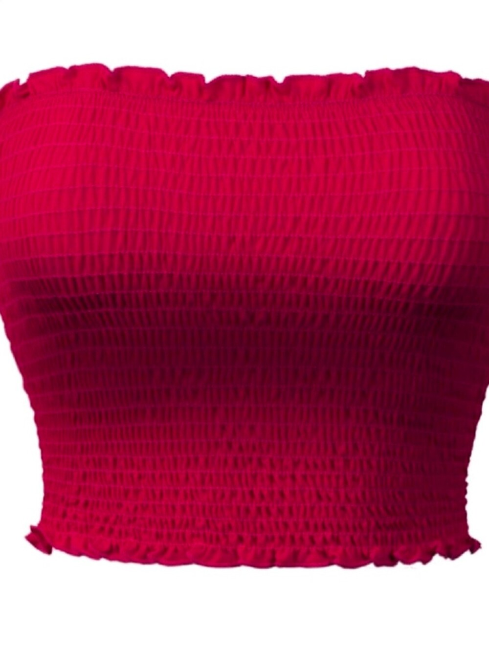 No Boundaries Seemless Smocked  bandeau Bra Hot Pink size L NWT